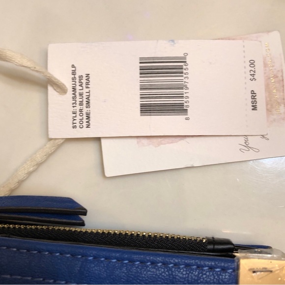 Jessica Simpson Small Fran Center Divider Faux Leather Wallet Blue Lapis NWT - Picture 7 of 14